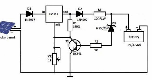 Схема зарядки аккумулятора от солнечной батареи схема