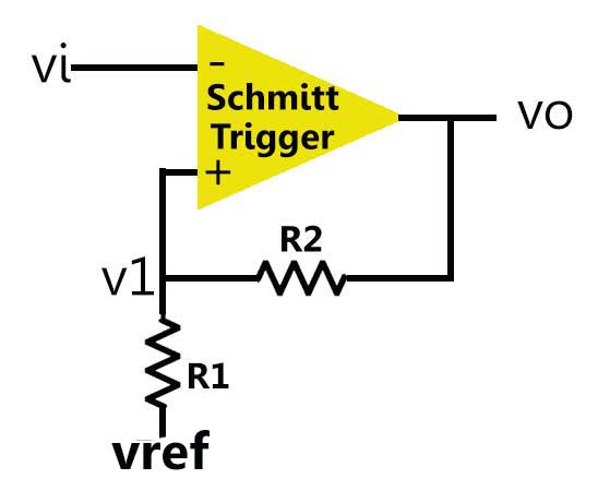 Триггер шмитта на оу схема