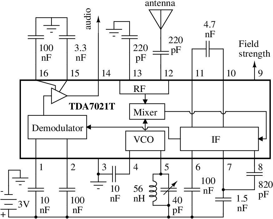 Микросхемы укв. Радиоприемник на микросхеме tda7021. Tda7021 схема приемника. Схема приемника на микросхеме TDA 7021. ФМ приемник на микросхеме к174ха34.