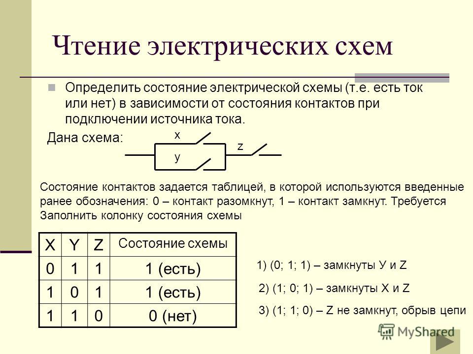 Правила составления и чтения электрических схем