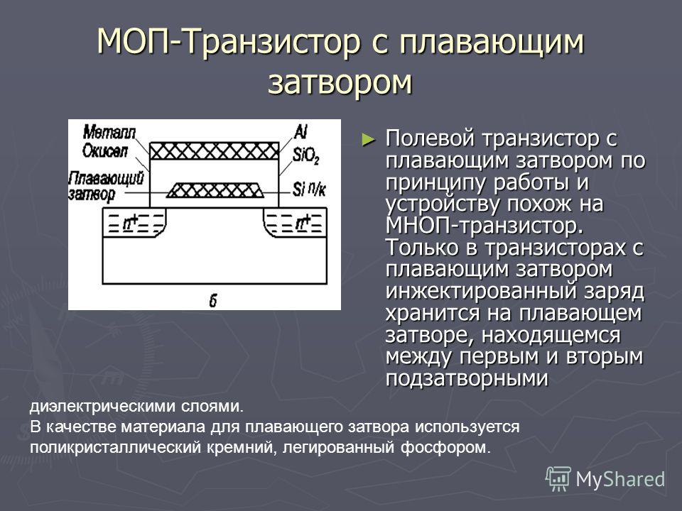 Затвор транзистора. МДП транзистор с плавающим затвором. Полевые транзисторы с изолированным затвором ( МОП транзисторы),. МОП транзистор с плавающим затвором. Полевой МОП транзистор.