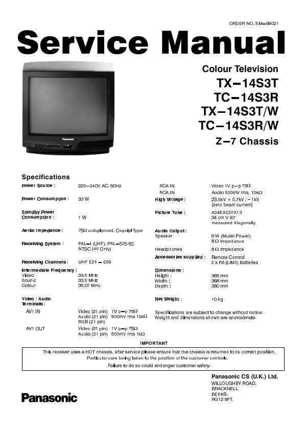 Panasonic tc 21s10r схема