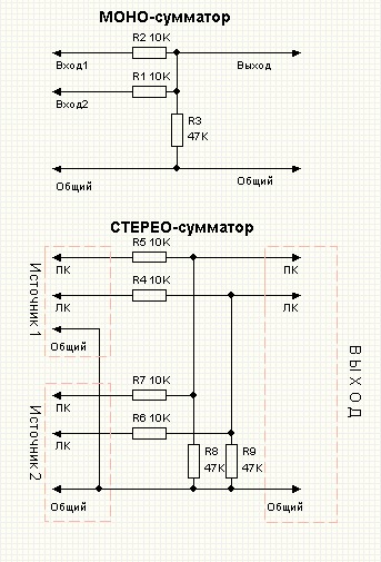 Стерео в моно схема