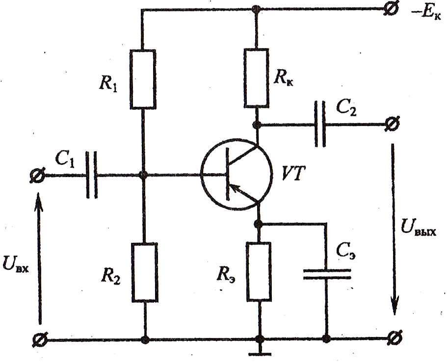 Усилитель на биполярном транзисторе с общим эмиттером схема