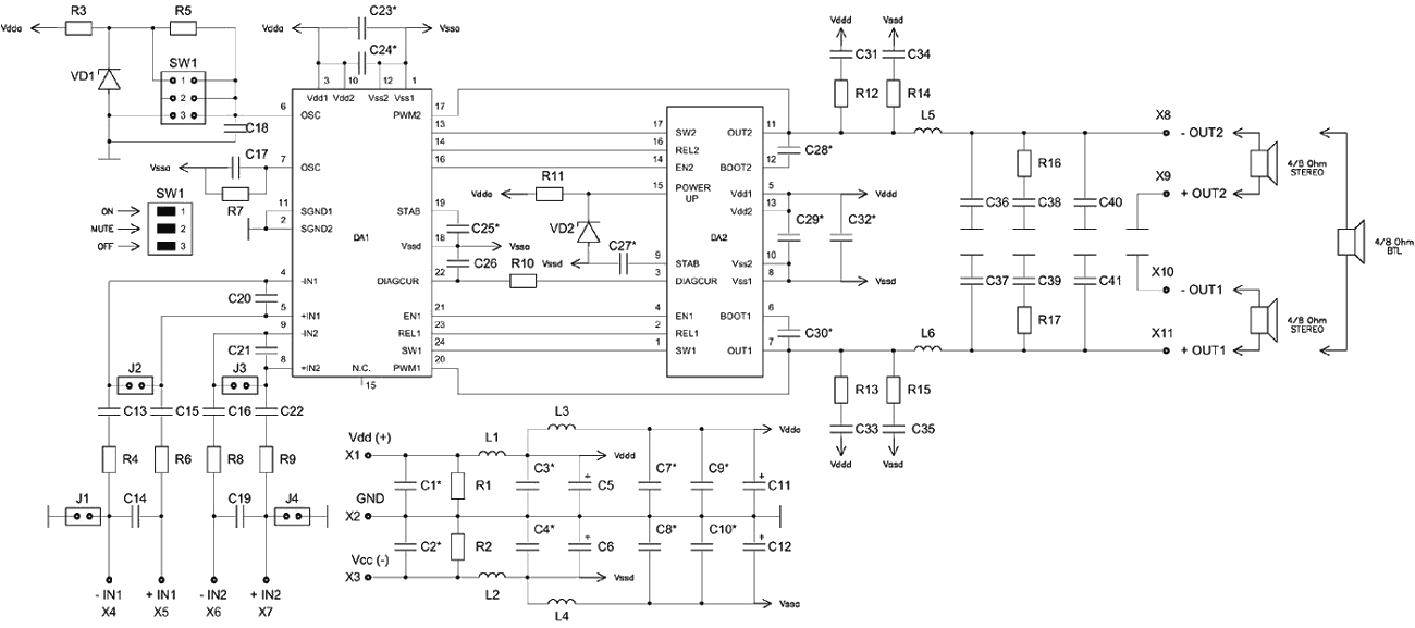 Tpa3116d2 схема включения