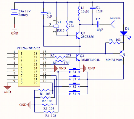 Sct2260 схема брелка