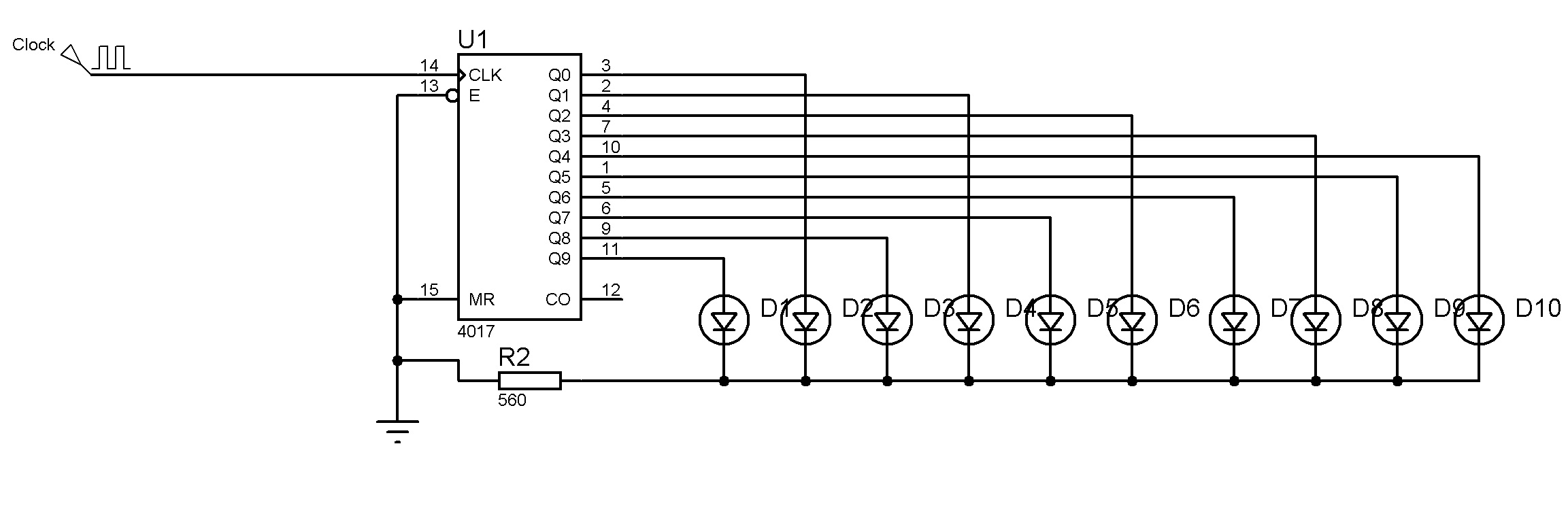 Cd4017be схема включения