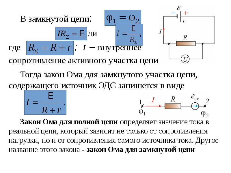 Внутреннее сопротивление источника тока