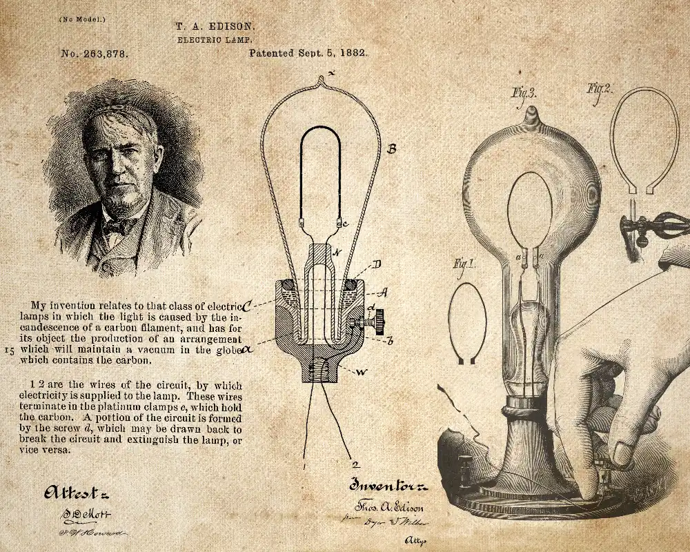 Лампочка в каком году. Томас Эдисон изобретения. Томас Эдисон лампа накаливания. Томас Эдисон изобретения лампа. Томас Эдисон патенты.