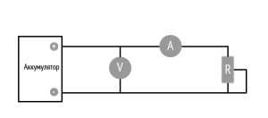 Схема для контрольного разряда аккумулятора