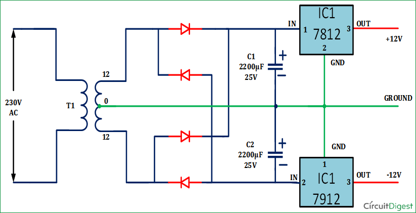 12v-dual power supply circuit diagram