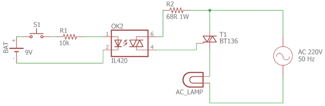 Optocoupler for Controlling AC Circuit using DC voltage