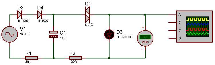 Circuit Diagram for Blink LED using DIAC
