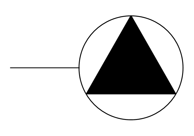Круг с точкой в треугольнике