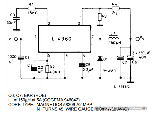 L4960 схема блока питания с линейной регулировкой
