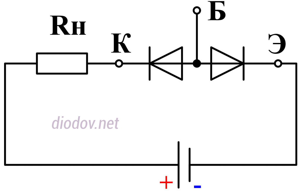 Схема замещения транзистора в режиме отсечки