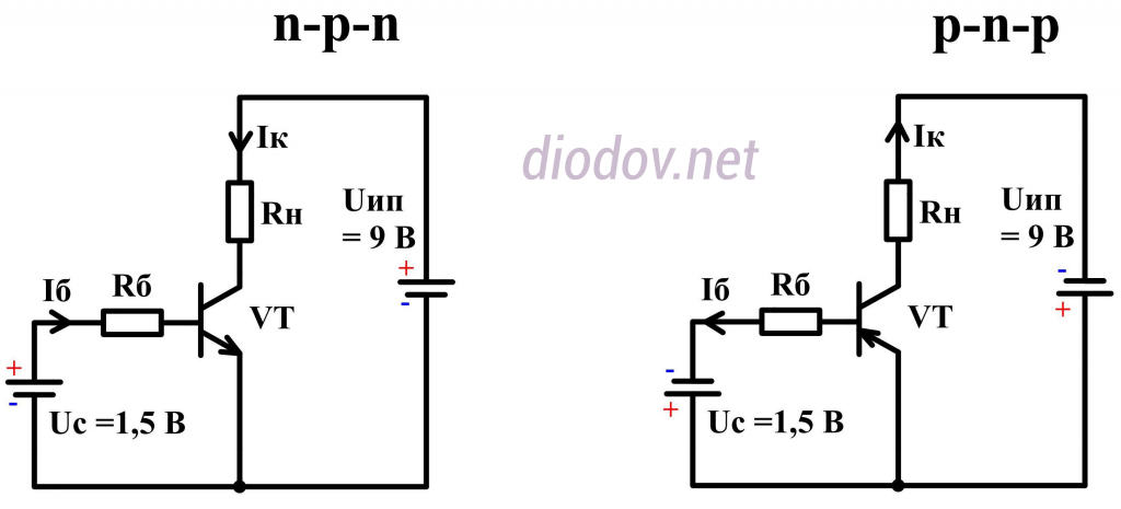 Схема включения транзистора