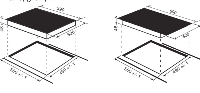Монтаж индукционной плиты - размеры
