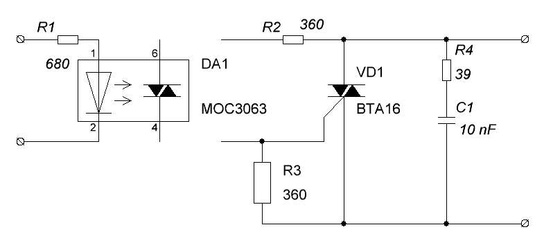 Moc3063 схема подключения