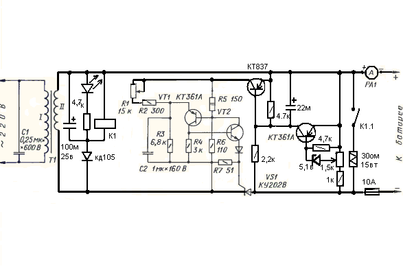 Зарядное устройство для автомобильного аккумулятора на тиристоре своими руками схемы с защитой