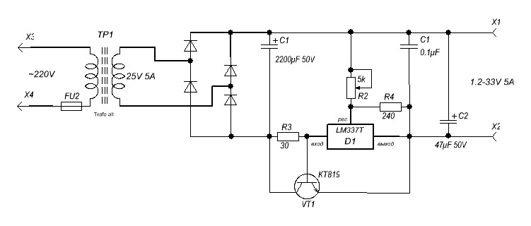 Блок питания на 27 вольт схема