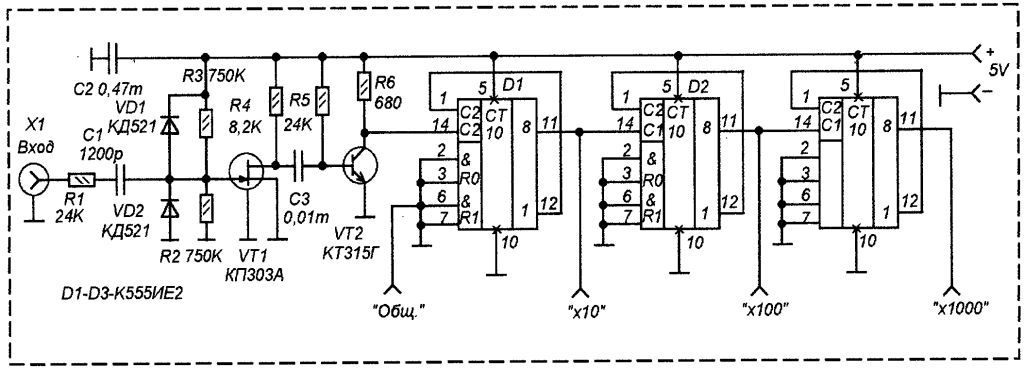 Схема частотомер генератор