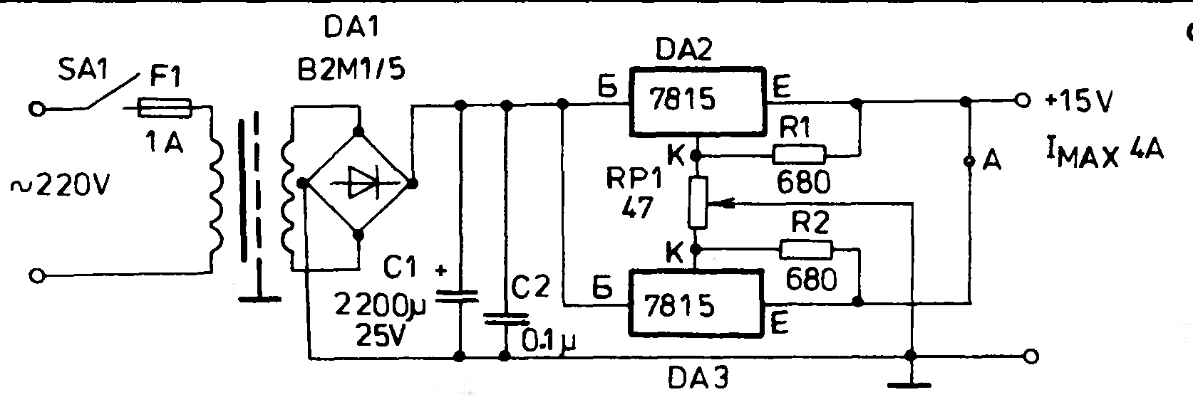 L7815 характеристики схема подключения