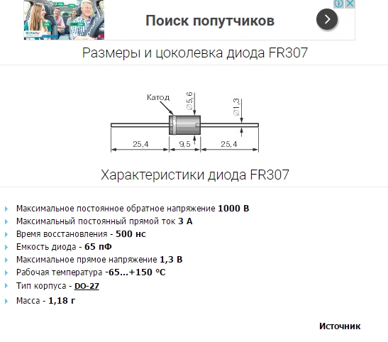 Диод fr302 характеристики