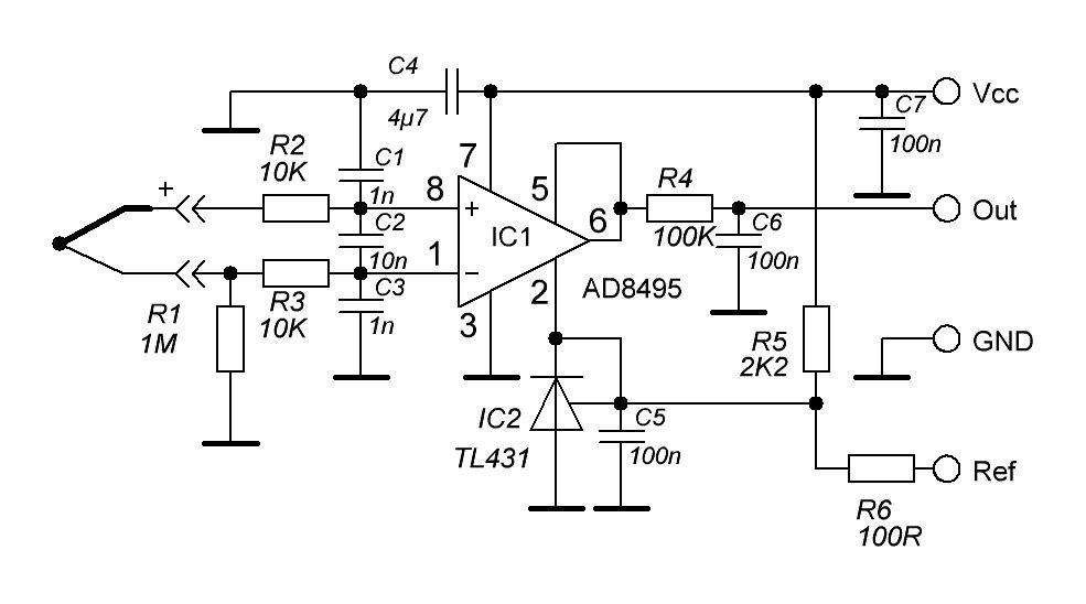 Нормирующий преобразователь для термопары схема
