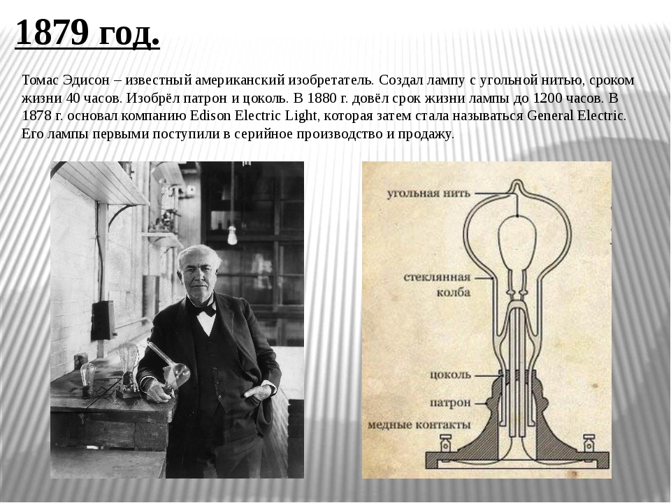 В каком году произошла презентация лампы накаливания эдисона