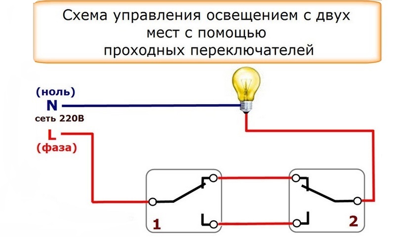  проходного выключателя света: Подключение проходного выключателя .