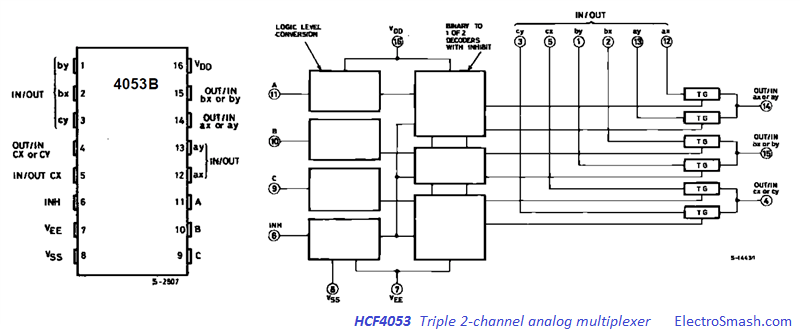 Cd4053 схема включения