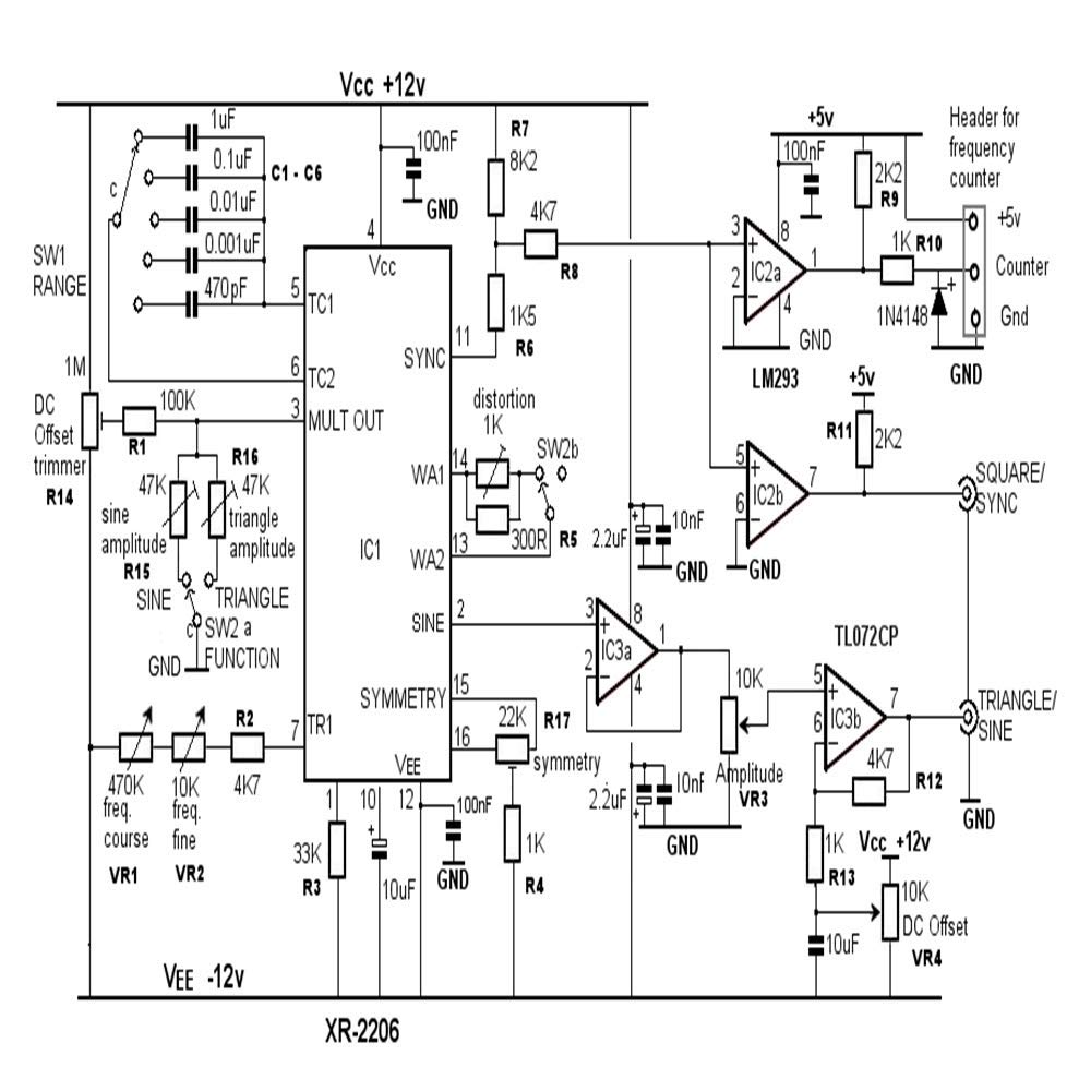 Генератор на xr2206 схема