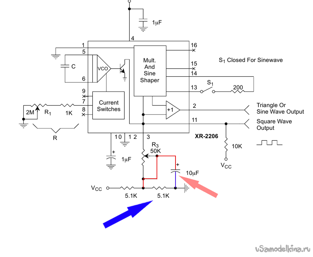 Xr2206 генератор сигналов схема