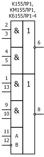Условное графическое обозначение микросхем: К155ЛР1, КМ155ЛР1, КБ155ЛР1-4