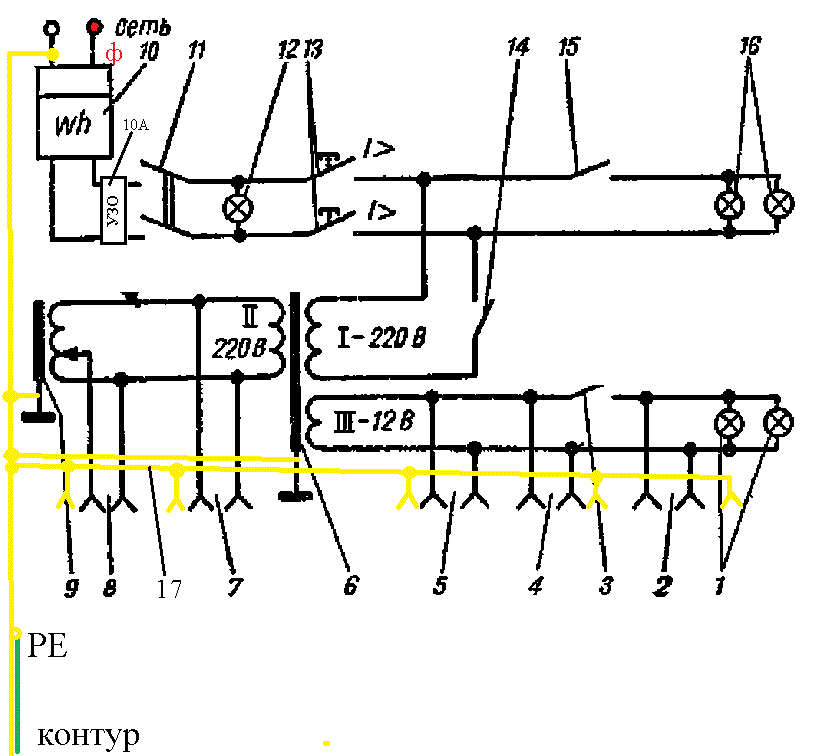 Схема электрики в гараже 220 разводка