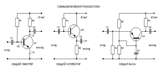 При какой схеме включения транзистора коэффициент усиления по мощности меньше или равен единице