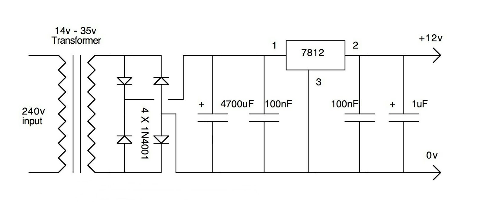 Источники питания выпрямителя. Выпрямитель стабилизатор напряжения 12 вольт схема. Схема линейного блока питания на 12 вольт. Блок питания на lm7812. Блок питания на lm7812 схема.