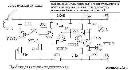 Схема для определения короткозамкнутых витков