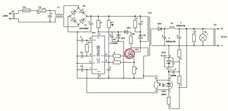 Uc3843a схема включения с оптроном