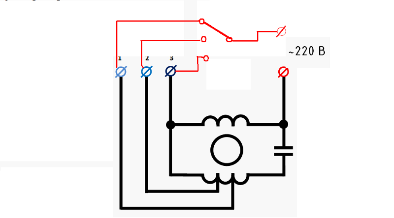Двухскоростной однофазный асинхронный двигатель схема подключения
