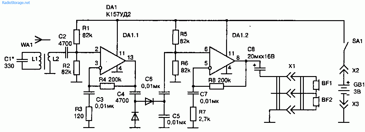 Принципиальная схема радиоприемника на микросхеме К157УД2