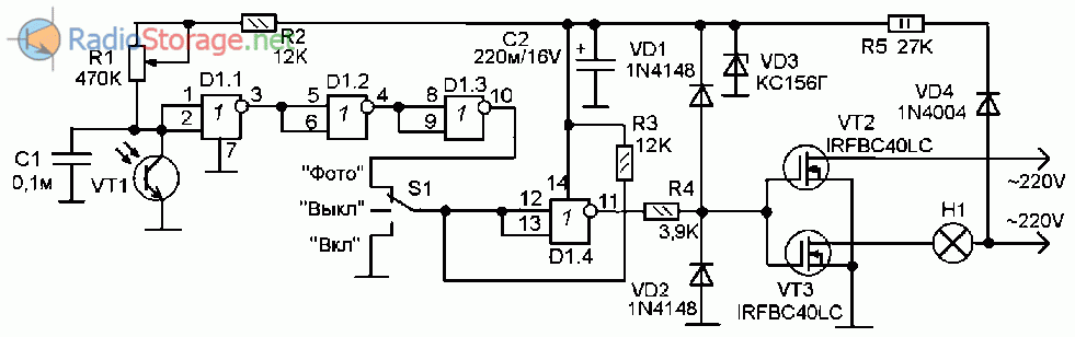 Схема фотореле для освещения своими руками схема