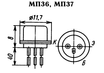 Цоколевка транзистора МП37