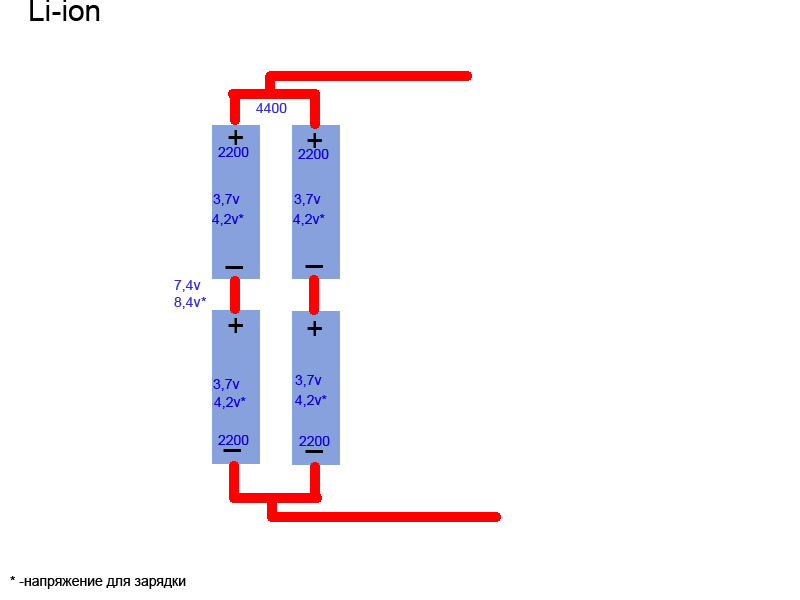 Схема последовательного соединения аккумуляторов