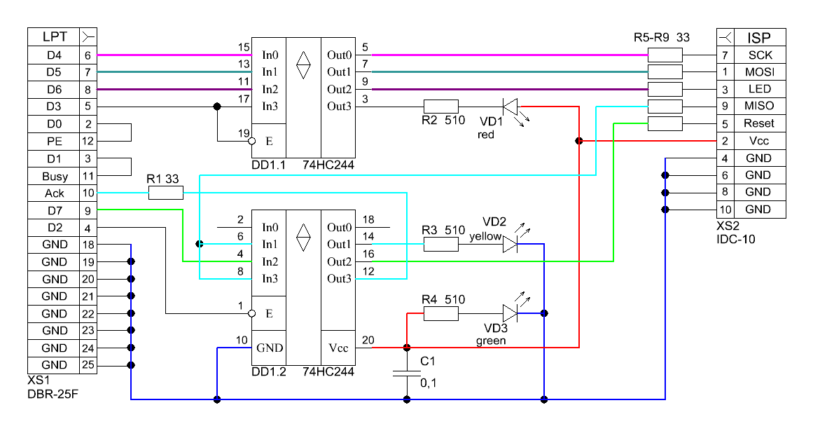 Схема jtag 74hc244