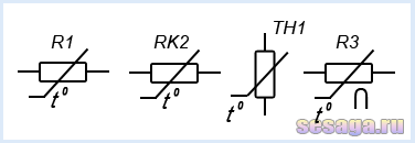 Обозначение терморезистора на схеме