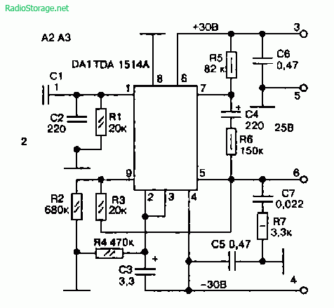 Схема усилителя звуковой частоты 2х50Вт с предусилителем (TDA1514A, TDA1524A)