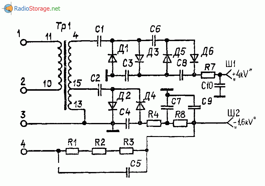 Схема осциллографа с1 107