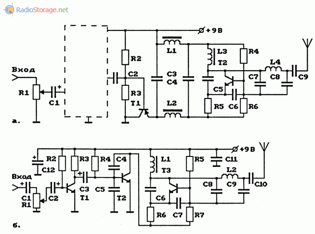 Схемы транзисторных AM-передатчиков на 27 МГц